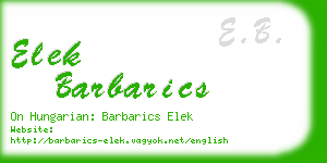 elek barbarics business card